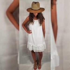 Gorgeous White Dress With Crocheted Hem